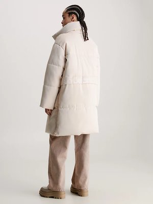 Glazed Long Puffer kabát – Calvin Klein Jeans, Krémová barva Ženy