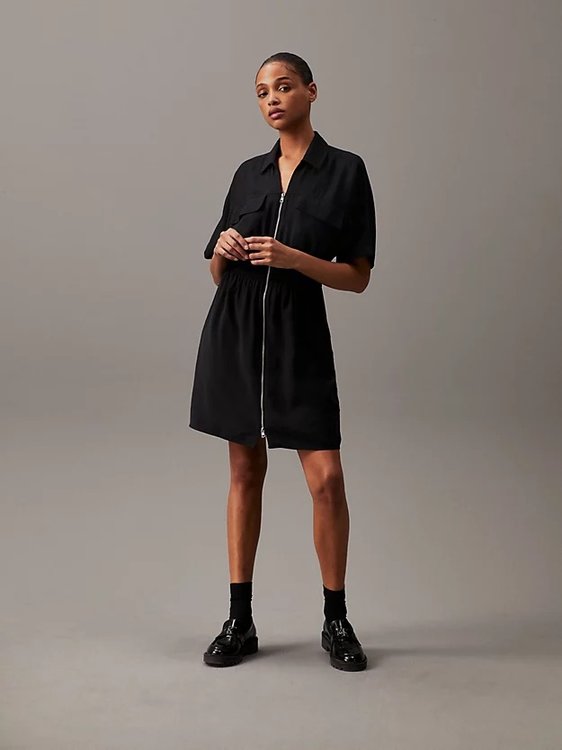 Calvin Klein Jeans – Viscose Day šaty, Černá barva