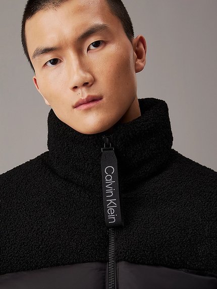 Módní Sherpa Puffer bunda, Černá barva, 2024