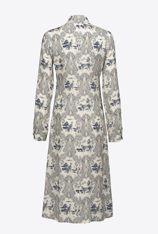 Printed šaty – Pinko, Bílá, Modrá barva Ženy, Ženy