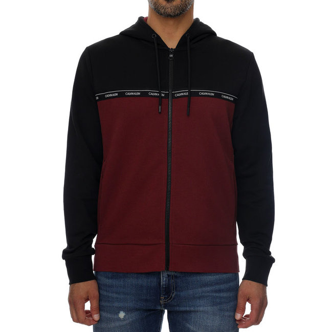 Logo stripe mikina – Calvin Klein, Bordó, Černá barva Muži