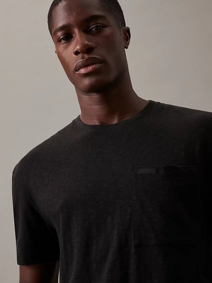 Módní Lightweight Slub triko, Černá barva, 2024