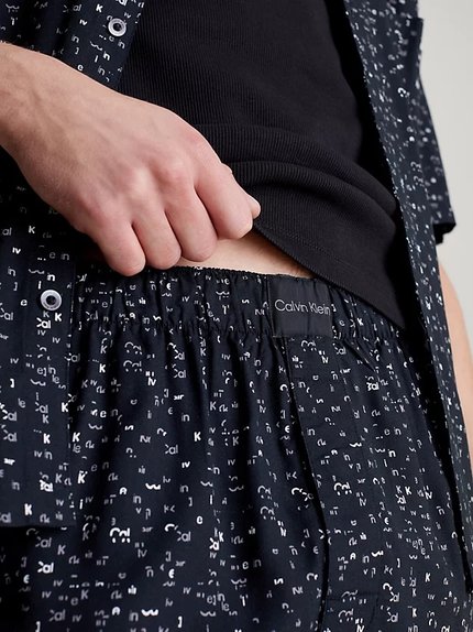 Módní Woven Viscose Sleep šortky, Černá barva, 2024