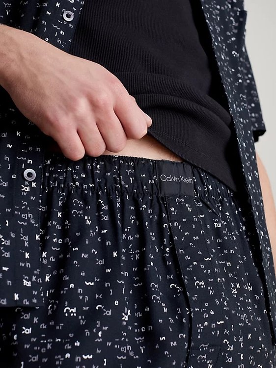 Módní Woven Viscose Sleep šortky, Černá barva, 2024