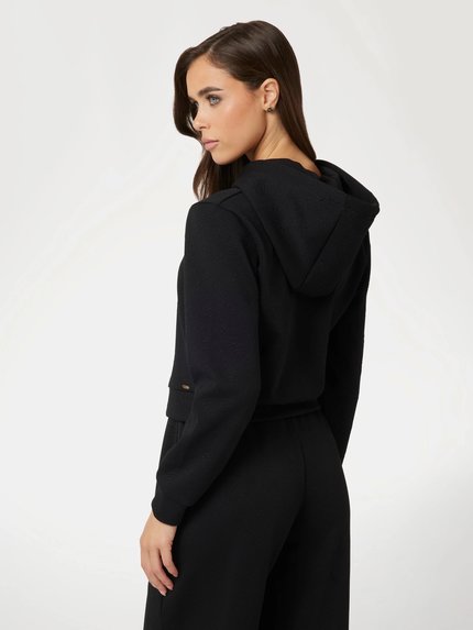 Módní Peony Logo mikina s kapucí, Černá barva, 2024