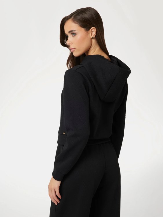 Módní Peony Logo mikina s kapucí, Černá barva, 2024