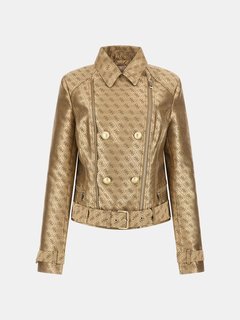 Luxusní Olivia Moto bunda, Hnědá, Zlatá barva, XS, S, M, L