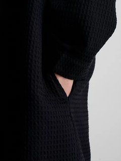 Luxusní Waffle Robe župan, Černá barva, S-M, L-XL
