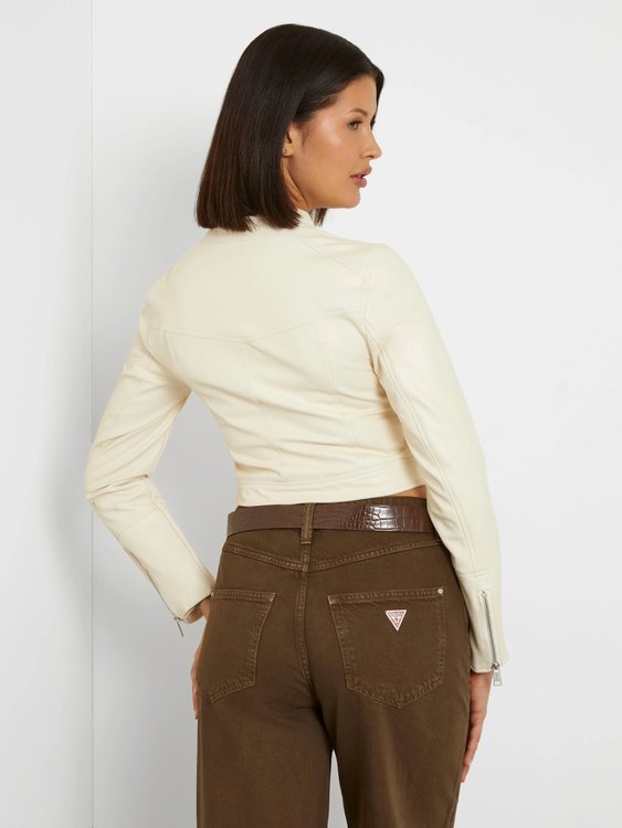 ANITA PU MOTO BUNDA PU – GUESS, Krémová barva Ženy