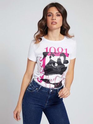 Guess – Printed triko, Bílá barva