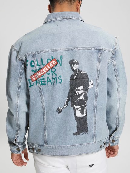 Módní Graffiti Oversized Denim bunda, Modrá barva, 2023