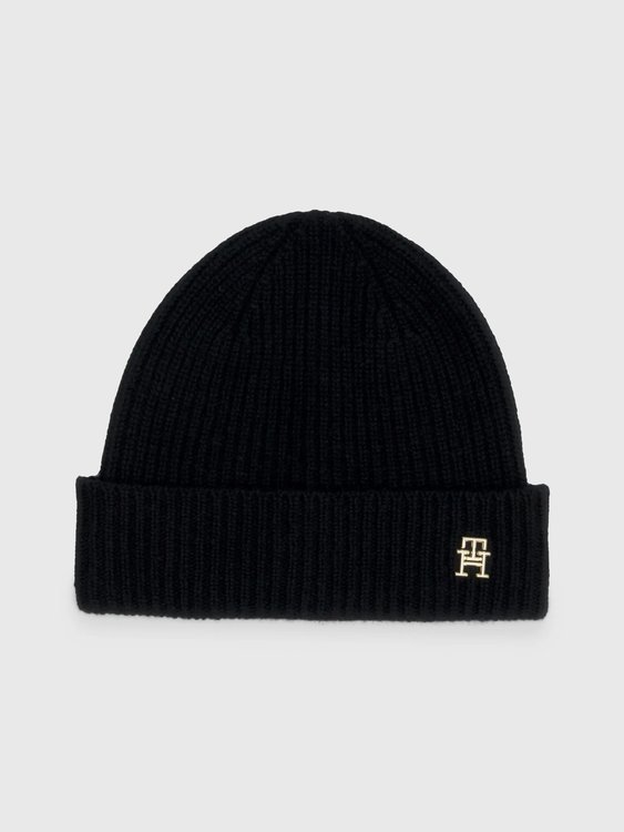 Tommy Hilfiger – Cashmere Chic čepice, Černá barva