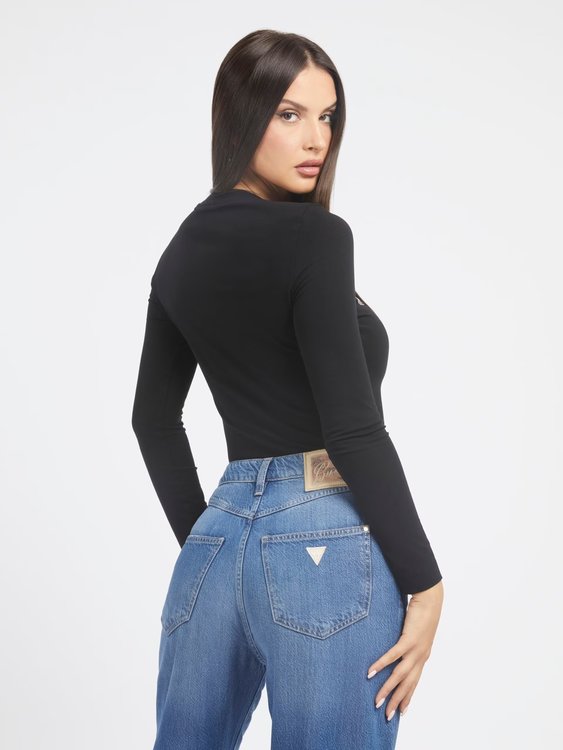 Logo Micro Studs triko – GUESS, Černá barva Ženy