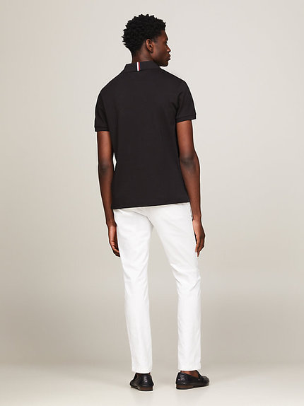 Módní Interlock Reg polo, Černá barva, 2024