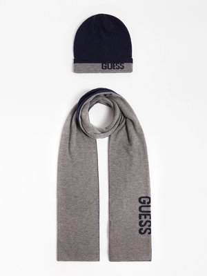 Guess – Set šály a čepice, Navy, Šedá barva