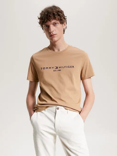 Tommy Hilfiger – Tommy Logo triko, Béžová barva