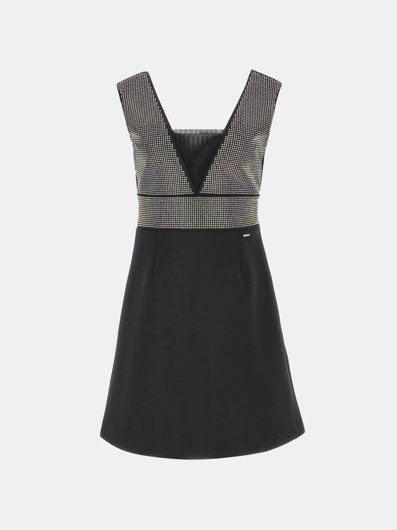 Rhinestones Farah šaty Černá barva Ženy