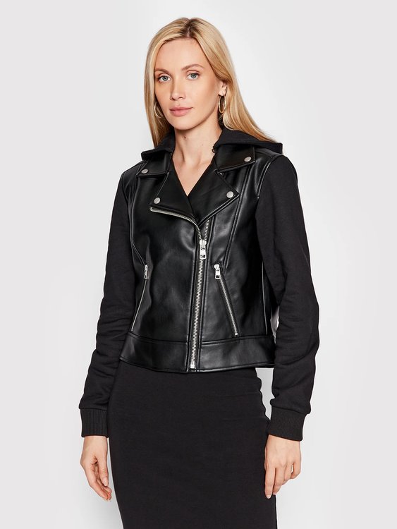 Calvin Klein Jeans – Faux Leather bunda, Černá barva