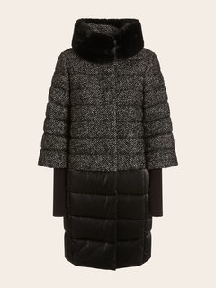 Luxusní Abbey Puffer kabát, Černá, Šedá barva, 40, 42, 44