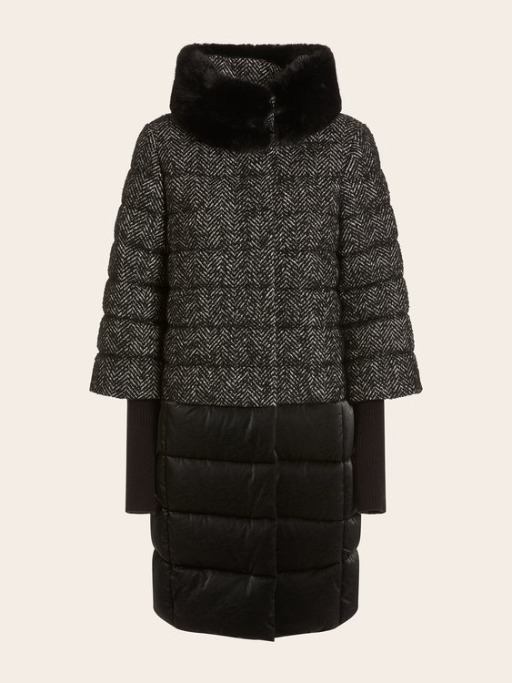 Luxusní Abbey Puffer kabát, Černá, Šedá barva, 40, 42, 44