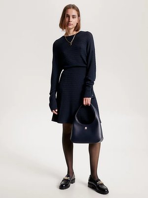 Tommy Hilfiger – Micro Cable šaty, Navy barva