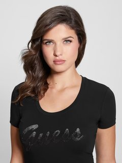 Luxusní Guess Shiny triko, Černá barva, XS, S, M, L