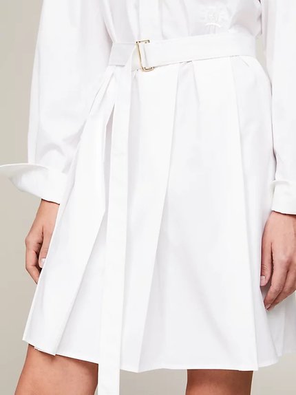 Módní Pleated Relaxed Mini šaty, Bílá barva, 2024