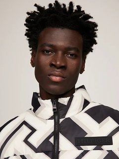 Luxusní TH Warm Monogram New York bunda, Bílá, Černá barva, M, L