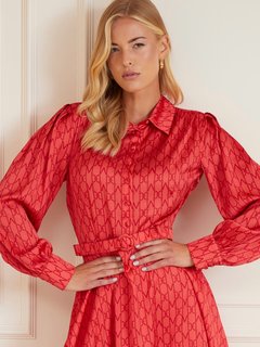 Monogram šaty Červená barva Ženy