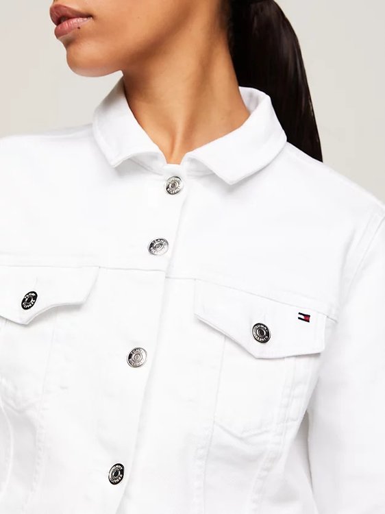 Módní Slim bunda denim, Bílá barva, 2024