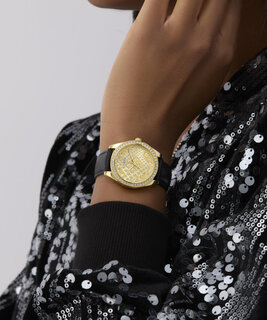 GUESS, Černá, Zlatá barva Boa hodinky