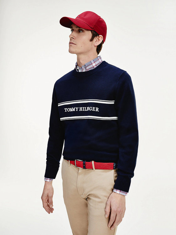 Tommy Hilfiger – TH Logo Svetr, Navy barva