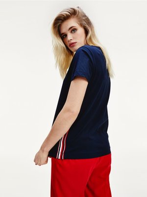 TH Signature Tape triko – Tommy Hilfiger, Navy barva Ženy