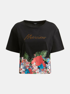 Flower triko Černá barva Ženy