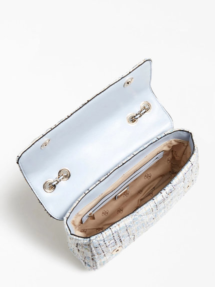 Módní Cessily tweed crossbody, Modrá barva, 2022