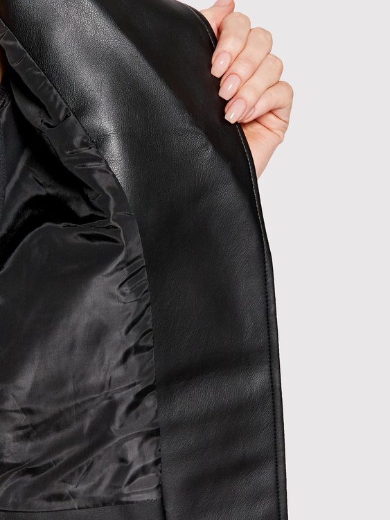 Módní Faux Leather bunda, Černá barva, 2022