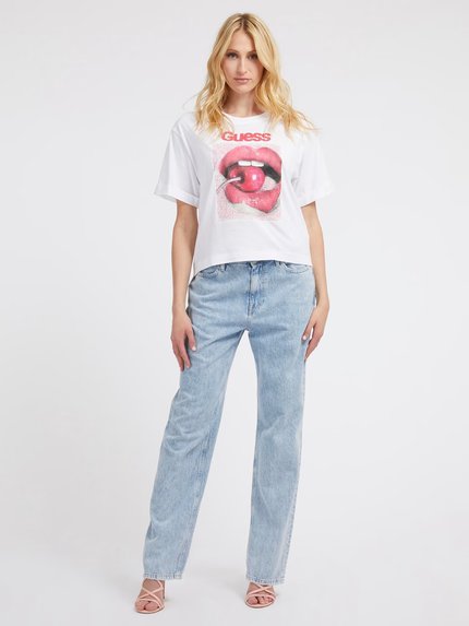 Módní Cherry triko, Bílá barva, 2023