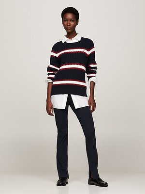 Slim Cotton Gabardine kalhoty – Tommy Hilfiger, Černá barva Ženy