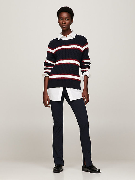 Slim Cotton Gabardine kalhoty – Tommy Hilfiger, Černá barva Ženy