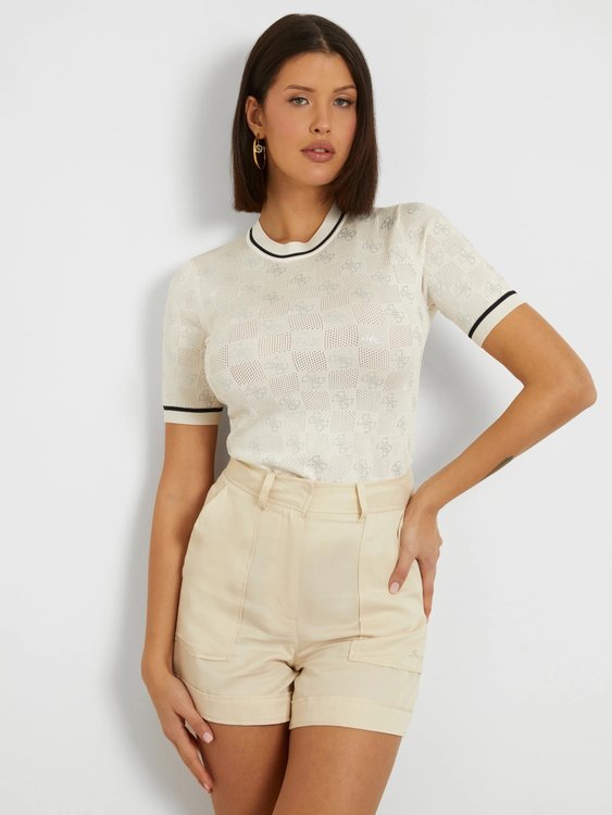 GUESS – Rosie 4G svetr, Krémová barva