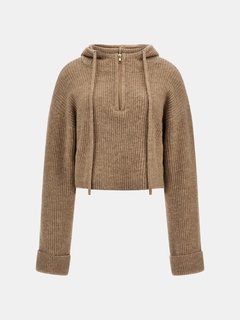 Hnědá barva, Rib Half Zip svetr