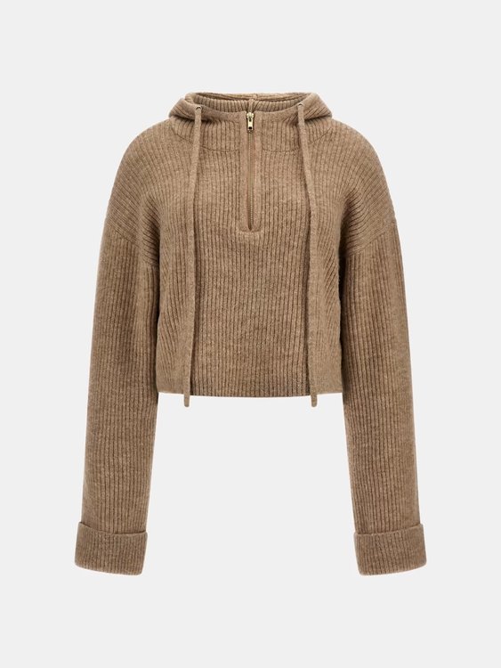 Hnědá barva, Rib Half Zip svetr