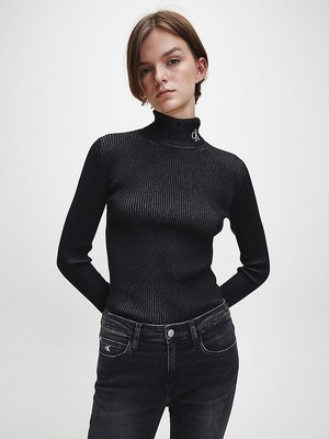 Calvin Klein Jeans – Žebrový Svetr, Černá barva