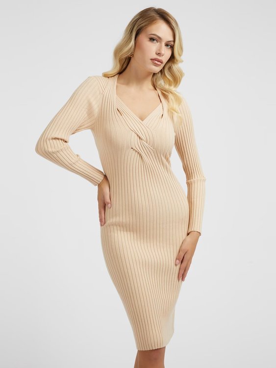 Gabrielle šaty – GUESS, Krémová barva Ženy