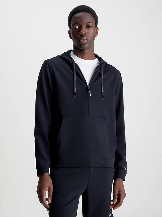 Calvin Klein Performance – Zip Hoodie mikina, Černá barva