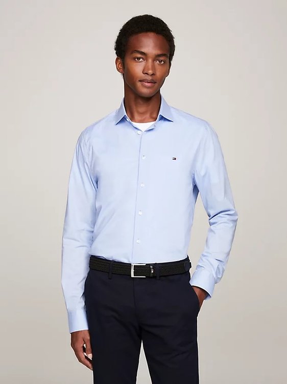 Tommy Hilfiger – Flex Poplin košile, Modrá barva
