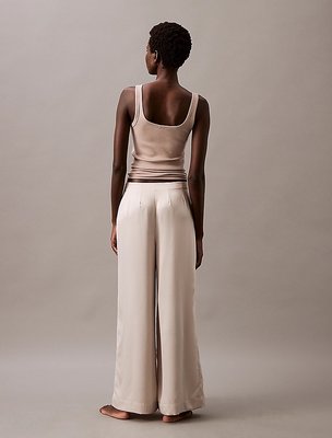 Satin kalhoty – Calvin Klein Underwear, Béžová barva Ženy