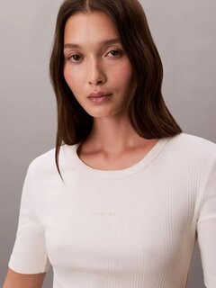 Luxusní Ribbed half sleeve tričko, Krémová barva, S, M, L