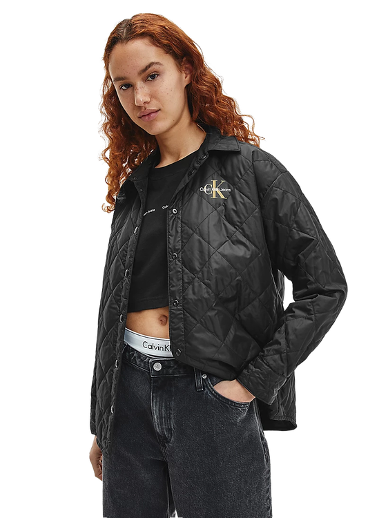 Calvin Klein Jeans – Crinkle košilová bunda, Černá barva
