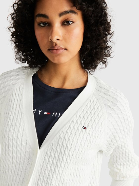 Luxusní Cable V svetr, Krémová barva, XS, S, M